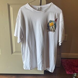 White Graphic Tee with Colorful Design